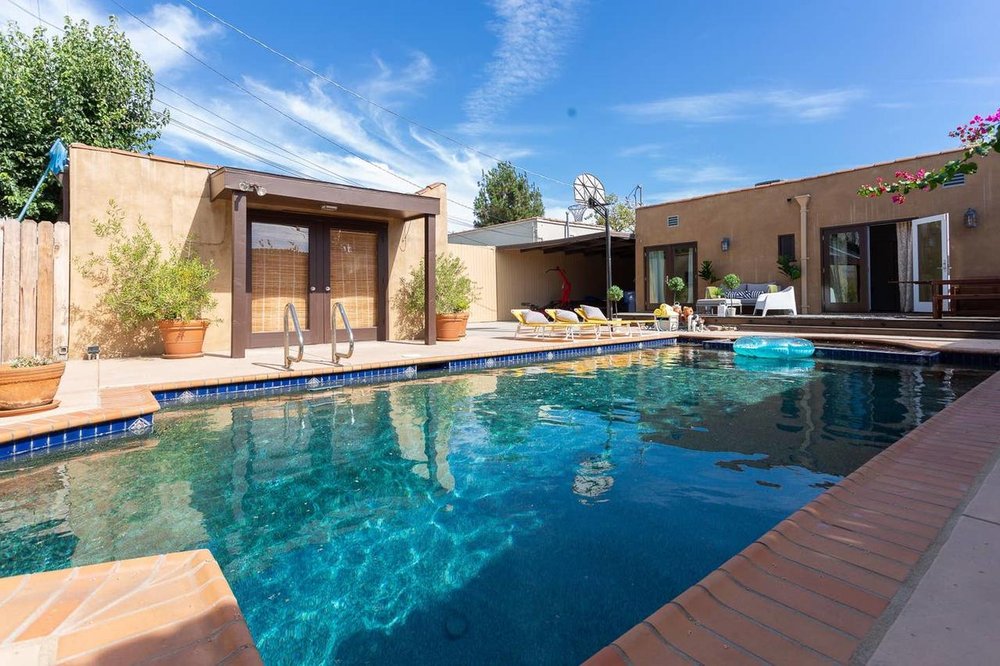 Backyard pool on a sunny day